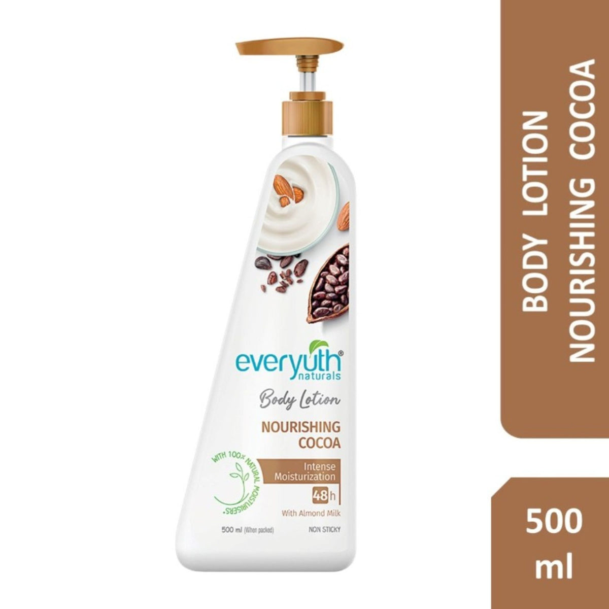 Everyuth Naturals Body Lotion - Nourishing Cocoa with 100% Natural Almond Milk, Non-Sticky