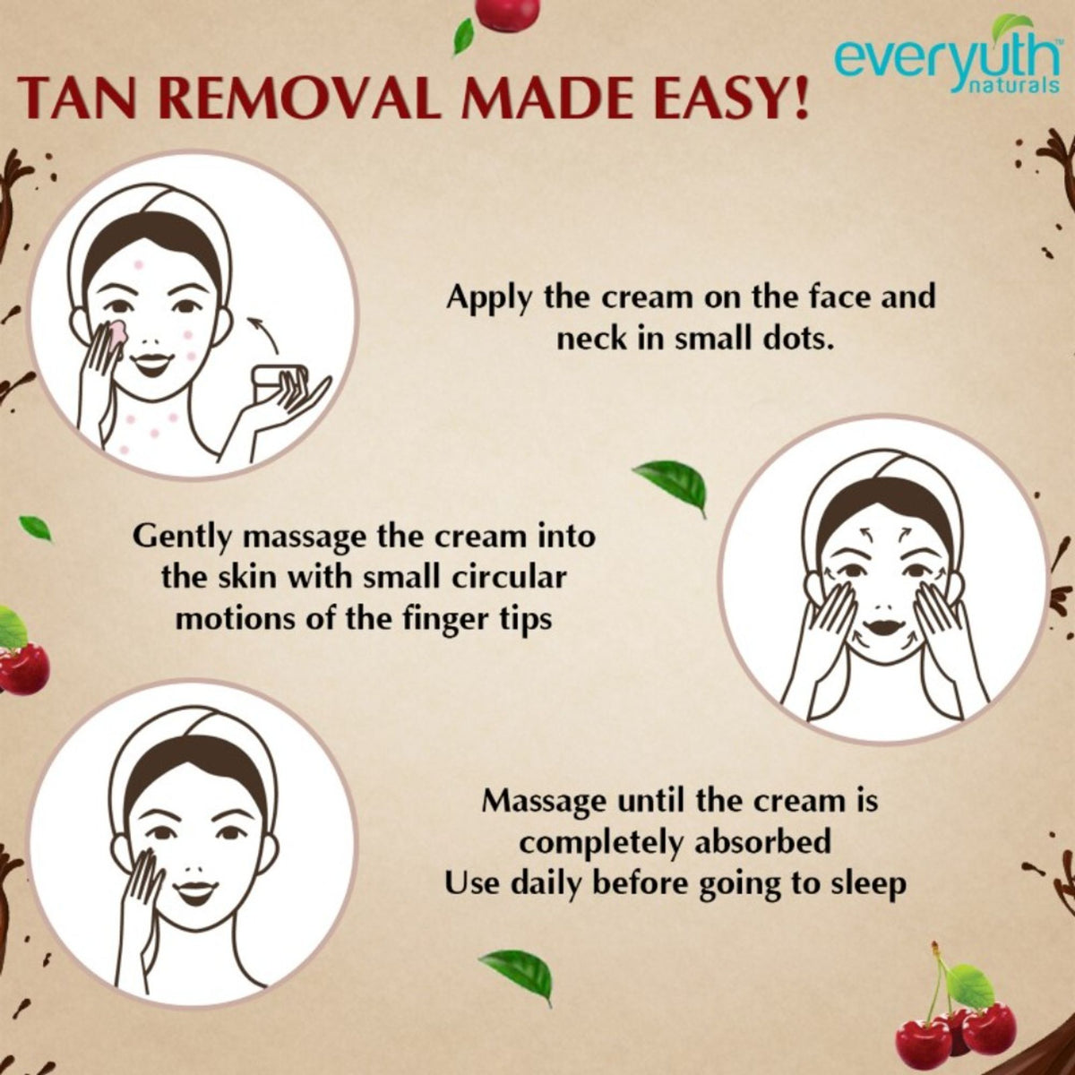 Everyuth Naturals Tan Removal Night Cream for Face - Chocolate & Cherry
