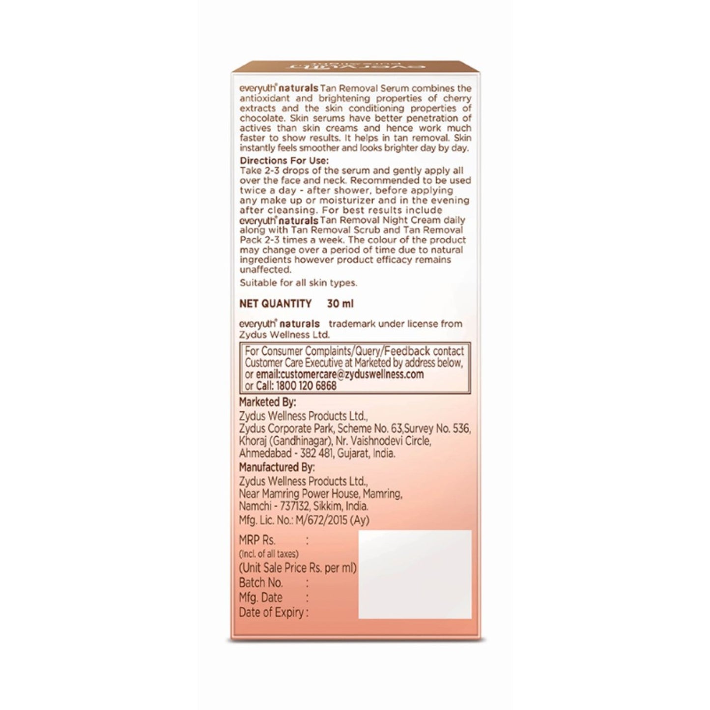 Everyuth Naturals Tan Removal Serum for Face - Chocolate & Cherry