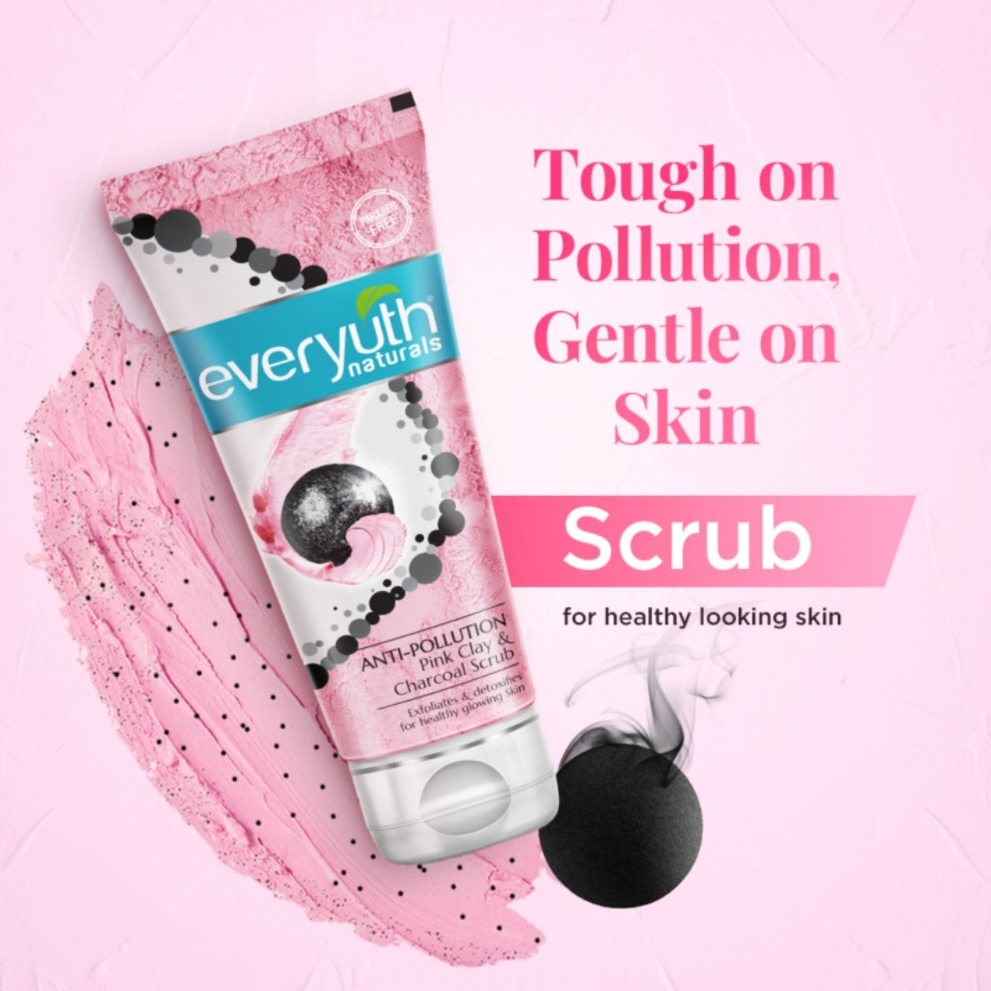 Everyuth Naturals Anti Pollution Pink Clay & Charcoal Scrub