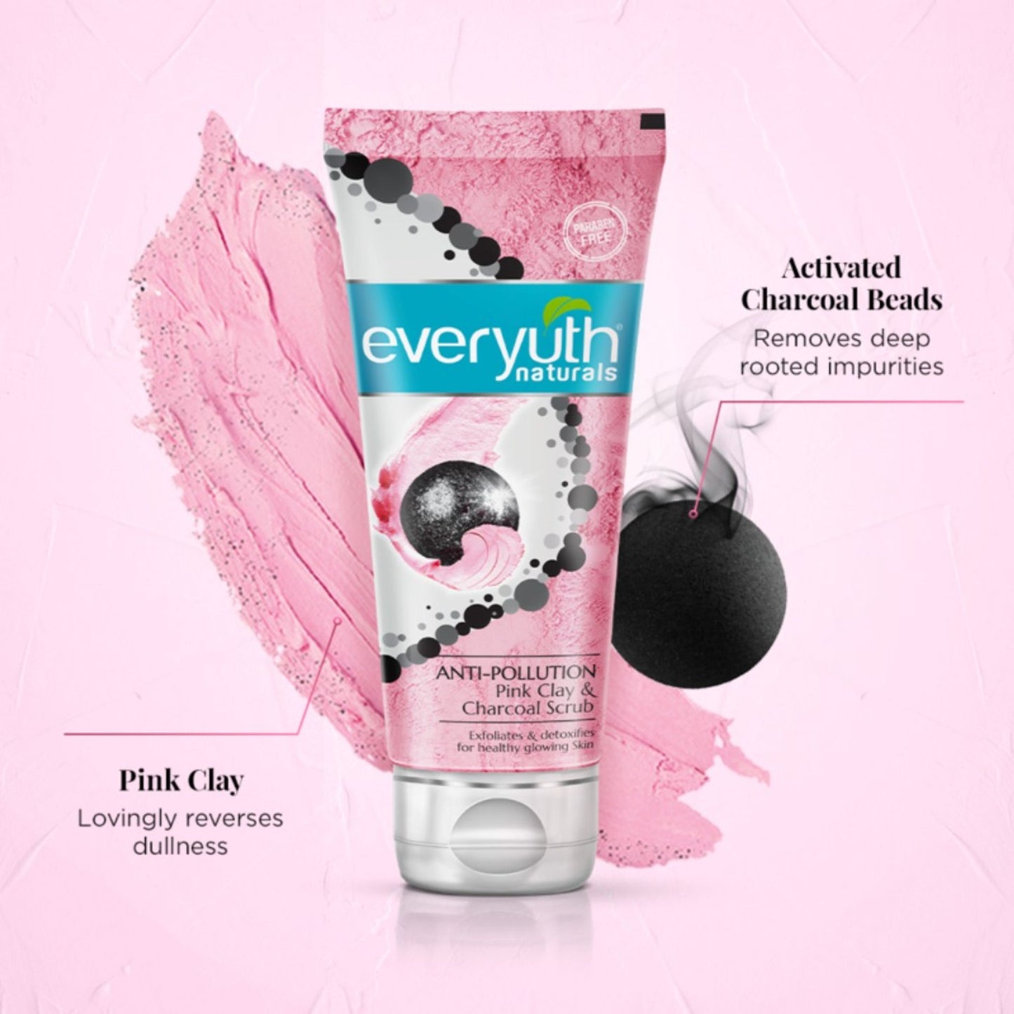 Everyuth Naturals Anti Pollution Pink Clay & Charcoal Scrub