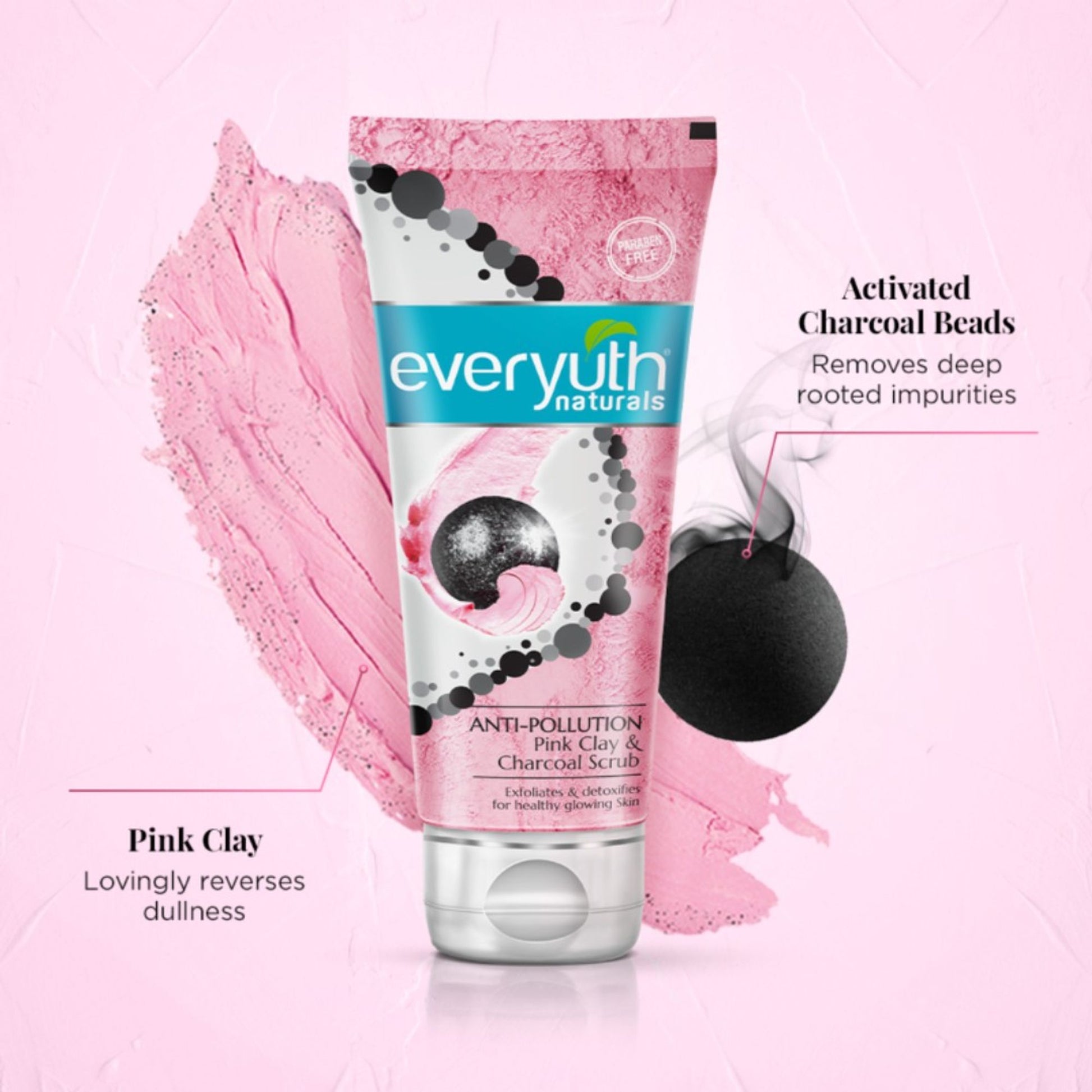 Everyuth Naturals Anti Pollution Pink Clay & Charcoal Scrub