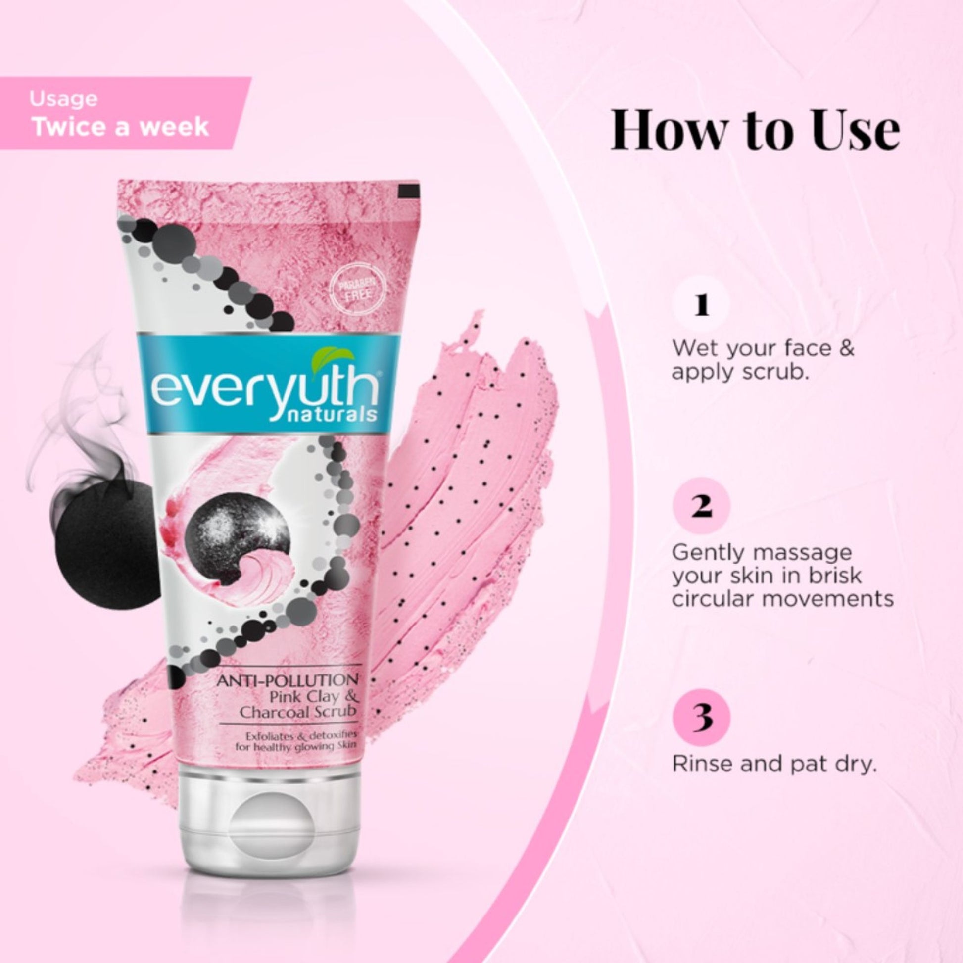 Everyuth Naturals Anti Pollution Pink Clay & Charcoal Scrub
