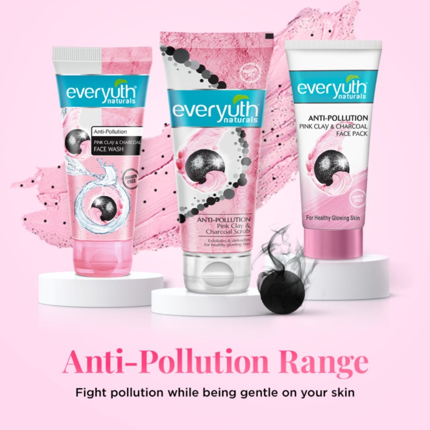Everyuth Naturals Anti Pollution Pink Clay & Charcoal Scrub