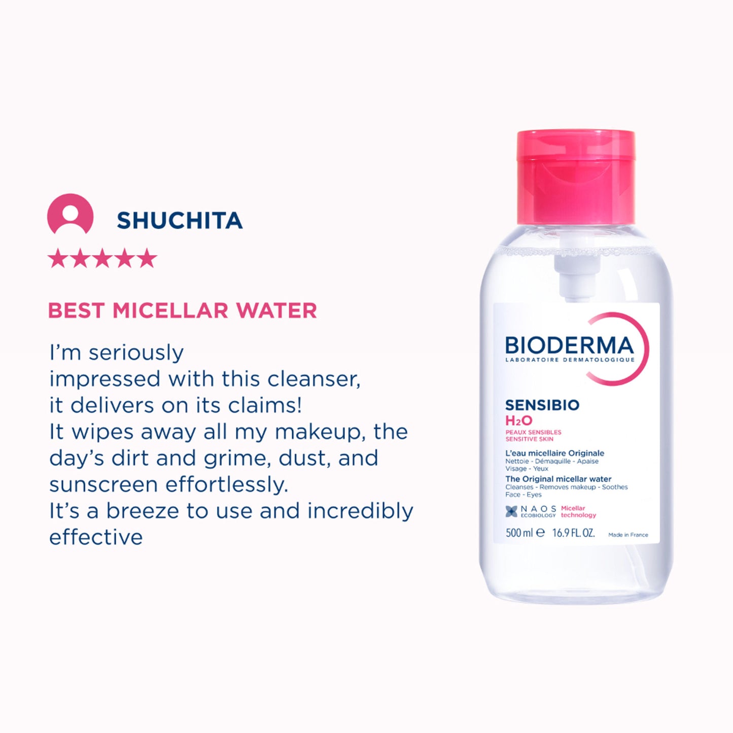 Bioderma Micellar Water Sensibio H2O With Cucumber Extract Removes Makeup - Pump