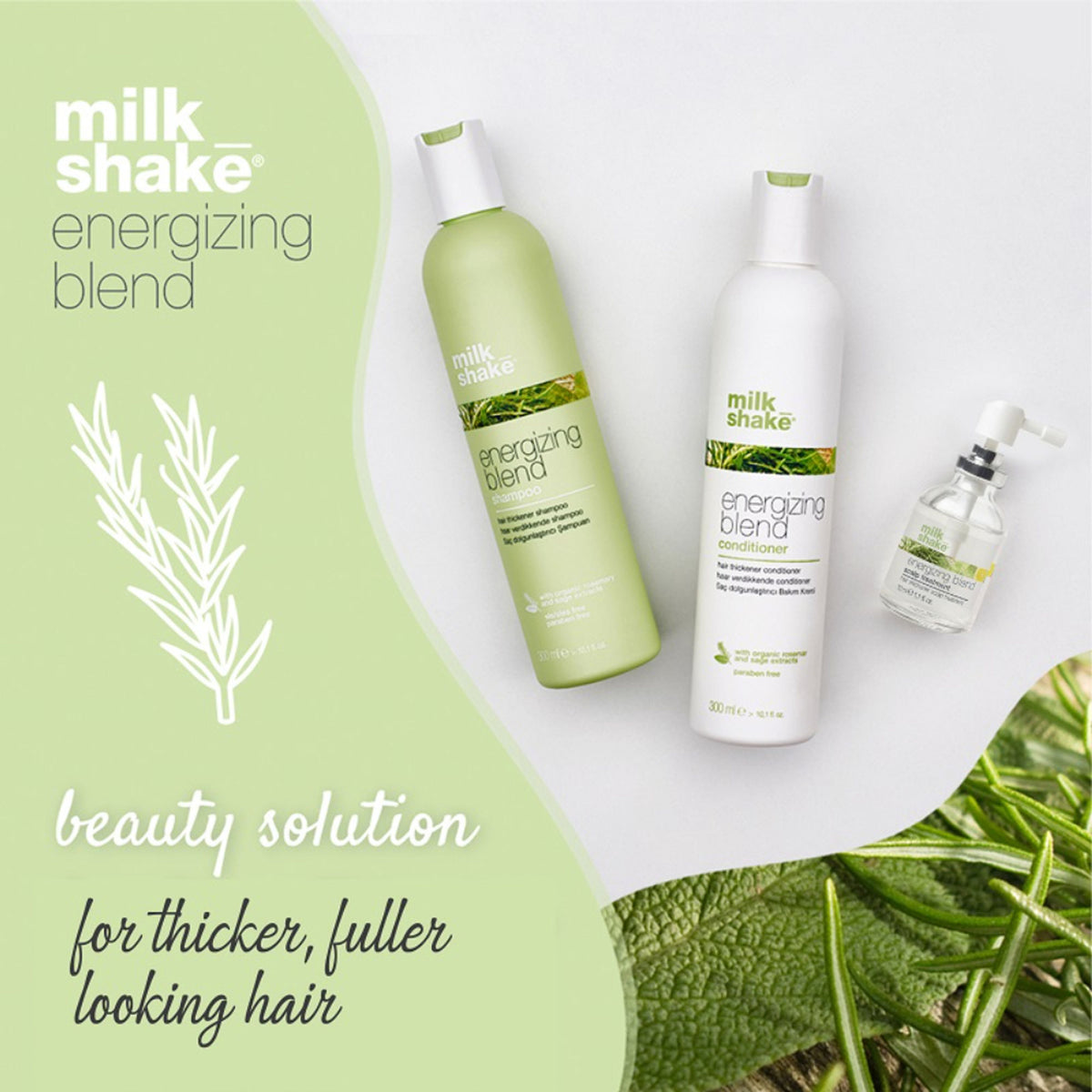 Milkshake Energizing Blend Shampoo For Hair Loss, Fine Hair With Organic Rosemary & Sage