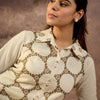 Dhiyona IE Geometric Printed Shirt Collar A-Line Kurta With Trousers