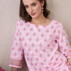 Dhiyona IE Floral Printed Round Neck Pure Cotton Straight Kurta With Trouser