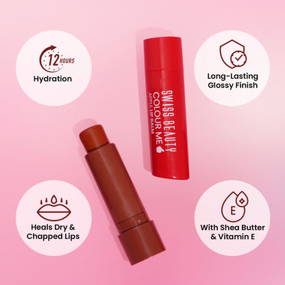 Swiss Beauty Colour Me Tinted Lip Balm For Dry With SPF 15, Shea Butter and Vitamin E - Cherry Pop