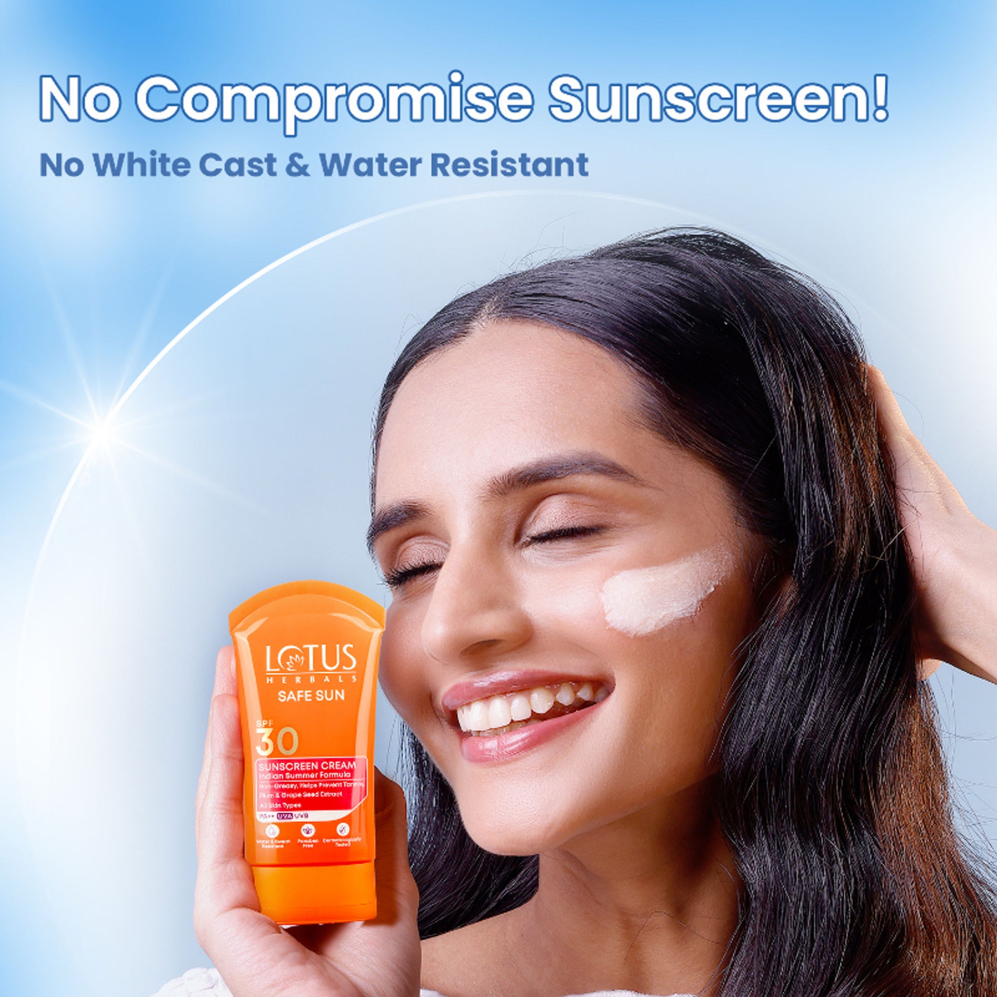 Lotus Herbals Safe Sun Sunscreen Cream PA++ UVA SPF-30 UVB Indian Summer Formula