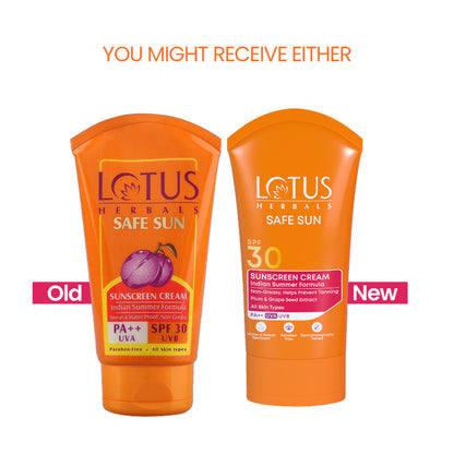 Lotus Herbals Safe Sun Sunscreen Cream PA++ UVA SPF-30 UVB Indian Summer Formula