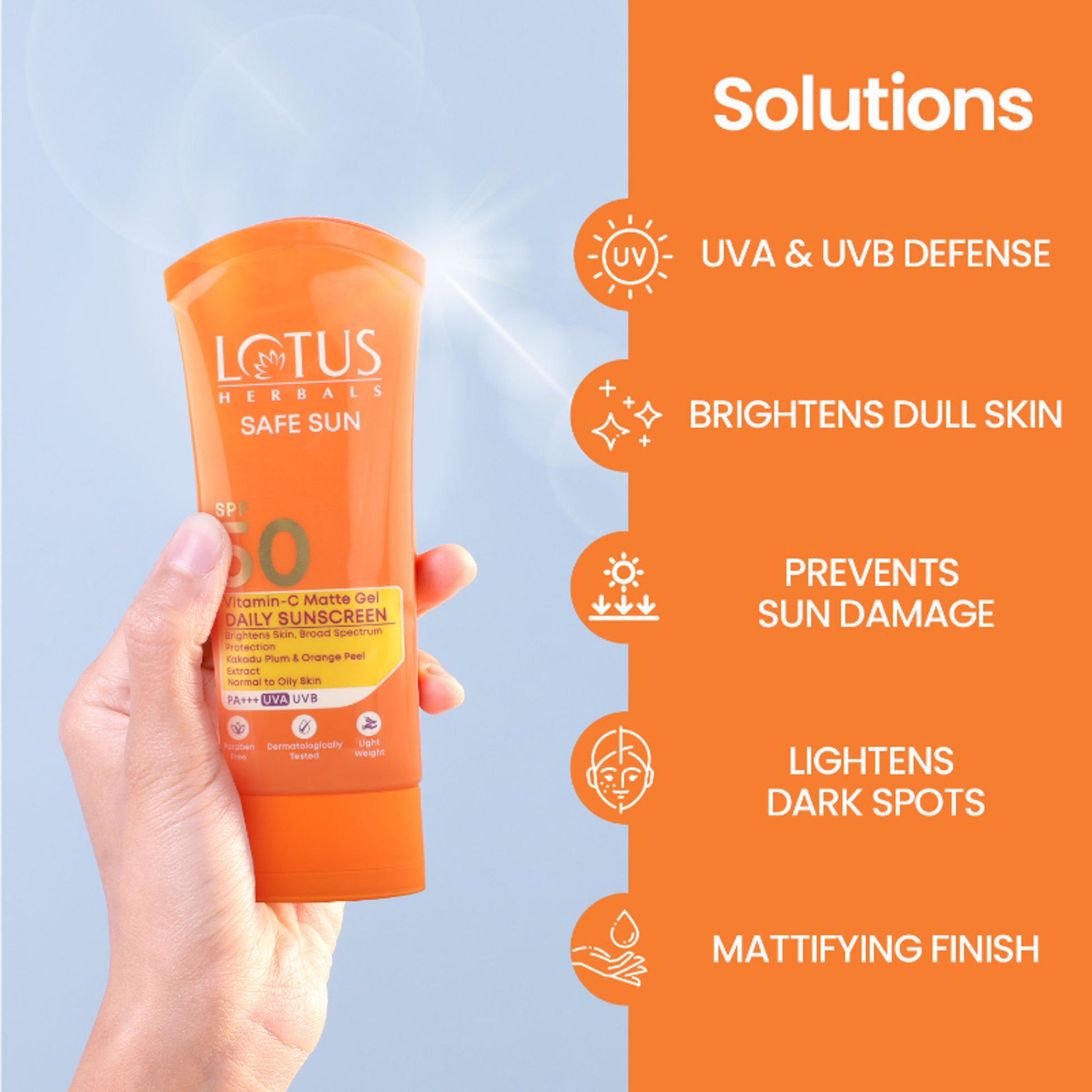 Lotus Herbals SafeSun Vitamin C Matte Gel Daily Sunscreen SPF 50 PA+++ | For All Skin Types