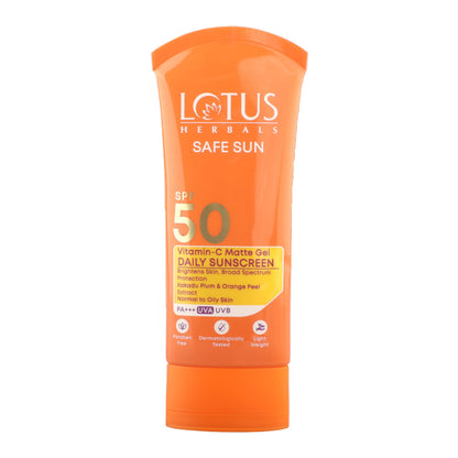 Lotus Herbals SafeSun Vitamin C Matte Gel Daily Sunscreen SPF 50 PA+++ | For All Skin Types