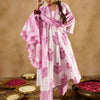 Indyancart IE Floral Printed Panelled Pure Cotton A-Line Kurta With Palazzos & Dupatta