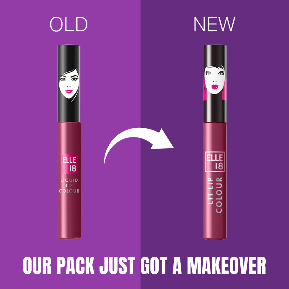 Elle 18 Liquid Lip Color in Mulberry Love, a vibrant berry shade, with the product applicator visible in the image.