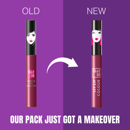Elle 18 Liquid Lip Color in Mulberry Love, a vibrant berry shade, with the product applicator visible in the image.