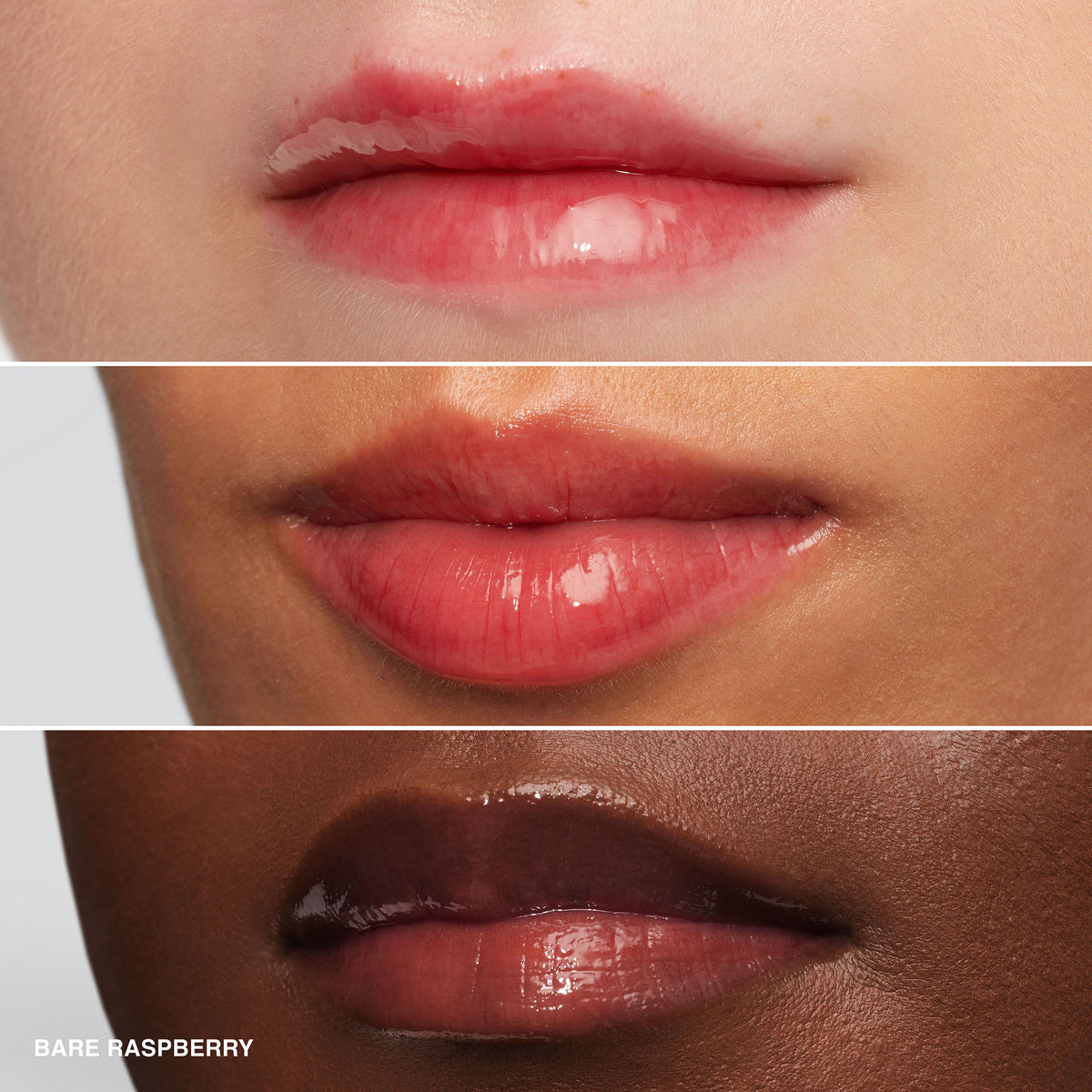 Bobbi Brown Extra Plump Lip Serum in Bare Raspberry, clear tube showing the lip serum with a doe-foot applicator.