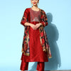 Dhiyona VA Women's Solid Silk Blend Hyper Texture Kurta Set