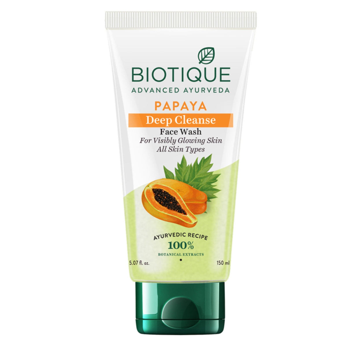 Biotique Bio Papaya Face Wash for all skin types, featuring natural ingredients and a gentle cleansing formula.