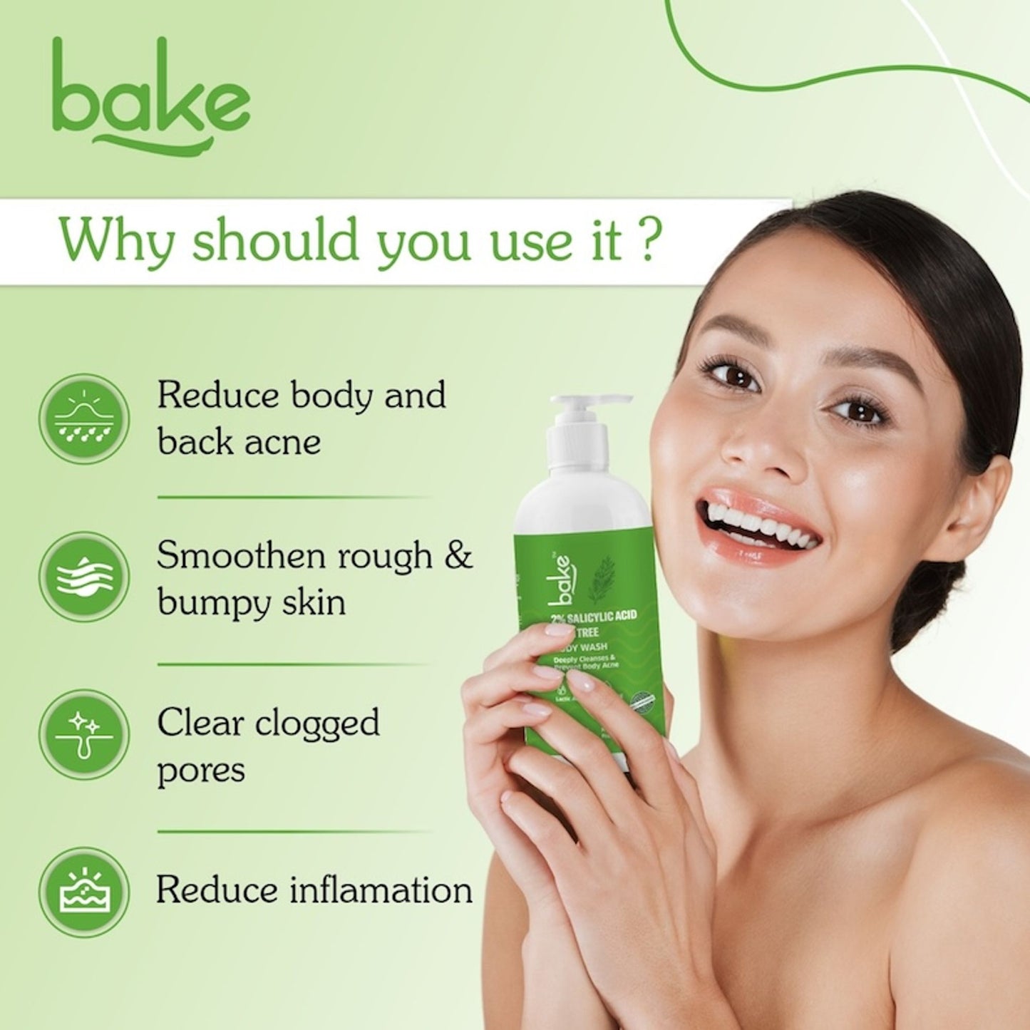BAKE 2% Salicylic Acid Body Wash For Body Acne & Strawberry Skin