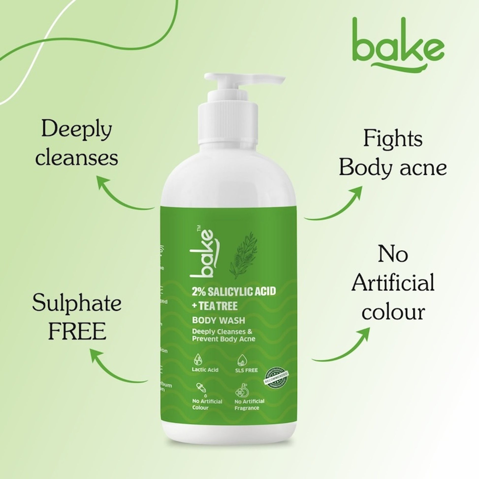 BAKE 2% Salicylic Acid Body Wash For Body Acne & Strawberry Skin