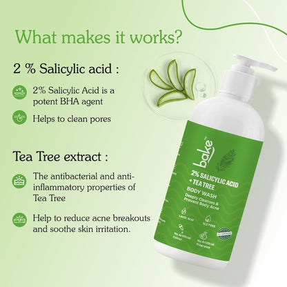 BAKE 2% Salicylic Acid Body Wash For Body Acne & Strawberry Skin