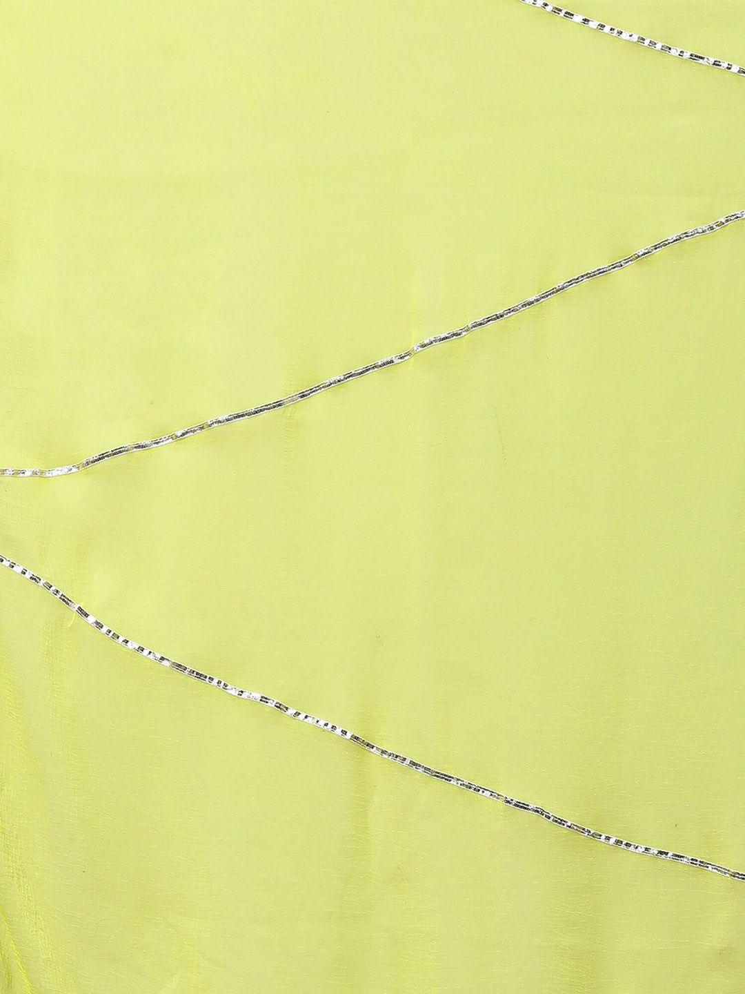Indyancart IE Women Fluorescent Green Yoke Design Gotta Patti Pure Cotton Kurta with Palazzos & With Dupatta