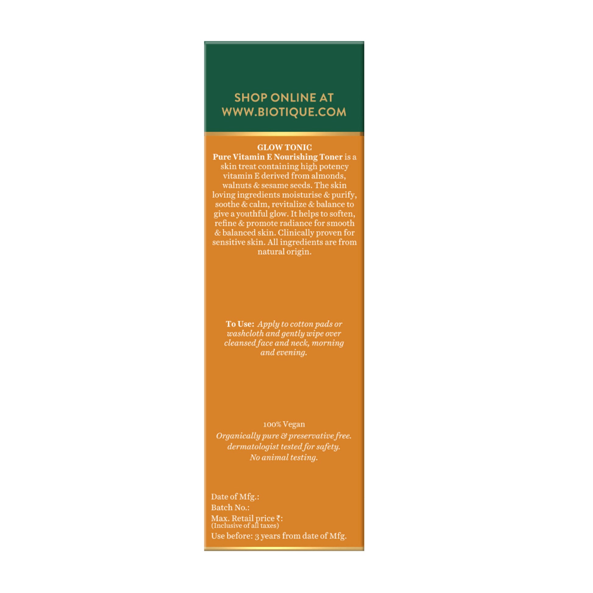 Biotique Advanced Organics Glow Tonic Pure Vitamin E Nourishing Toner
