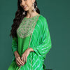 Dhiyona IE Leheriya Printed Zari Kurta With Trousers & Dupatta