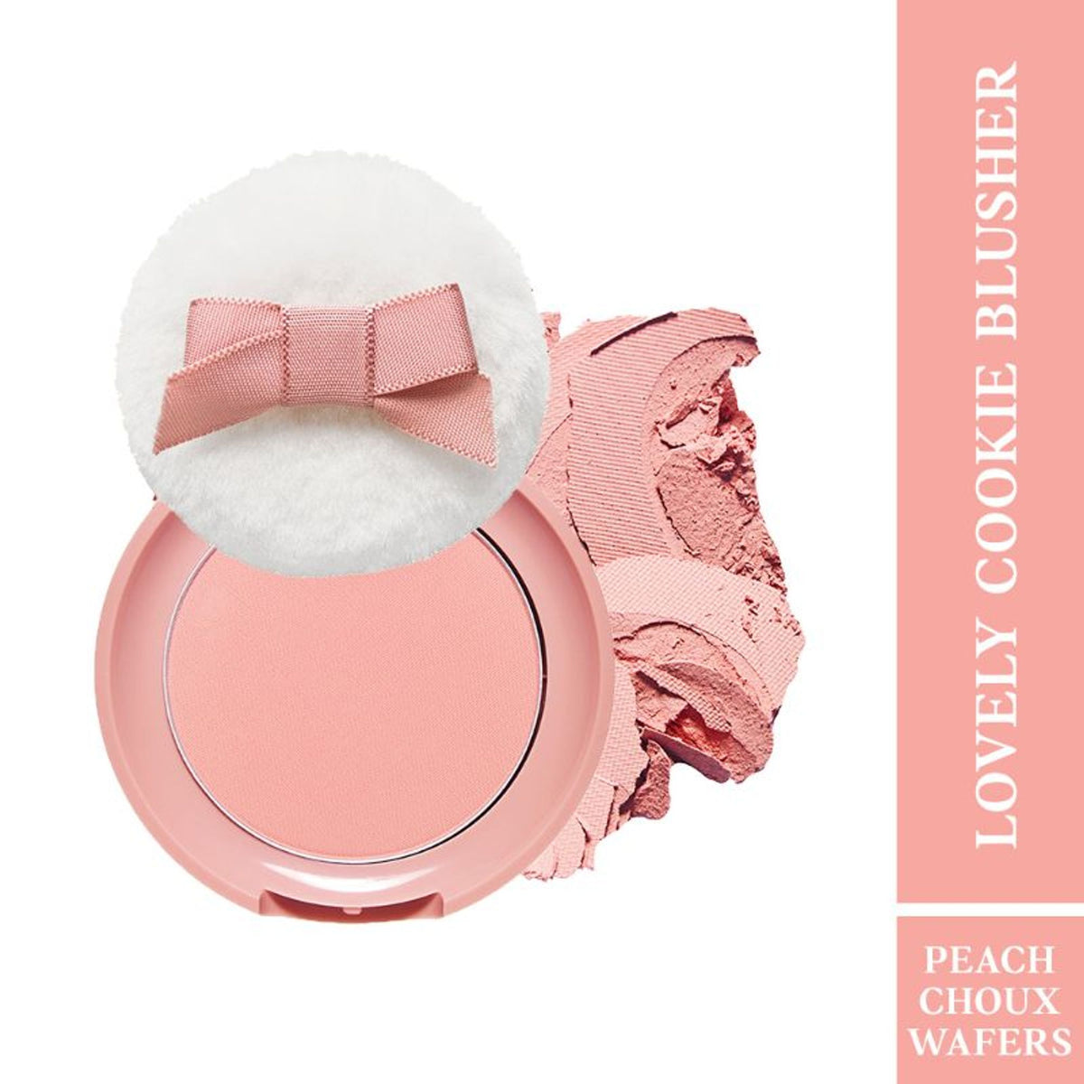 ETUDE Lovely Cookie pressed powder blush in Peachy with a soft, smooth texture and peachy shade, designed for a natural, radiant finish.