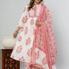 Dhiyona IE Ethnic Motifs Printed Empire Pure Cotton Kurta with Palazzos & Dupatta