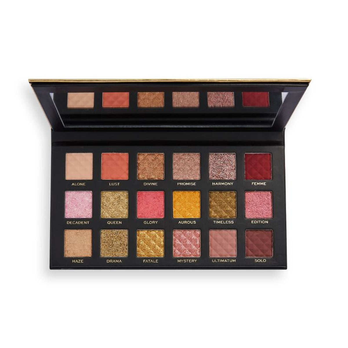 Revolution Pro Rockstar Shadow Palette Noir Edition with dark eyeshadows in sleek compact, ideal for bold eye looks.