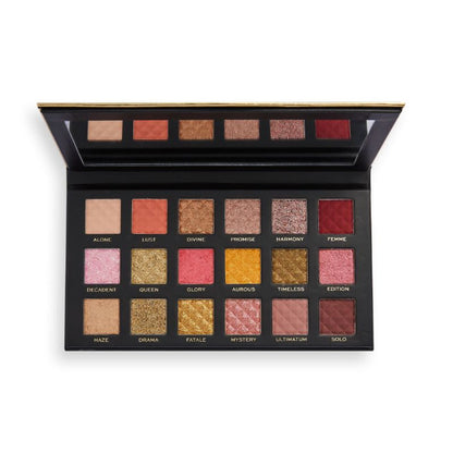 Revolution Pro Rockstar Shadow Palette Noir Edition with dark eyeshadows in sleek compact, ideal for bold eye looks.