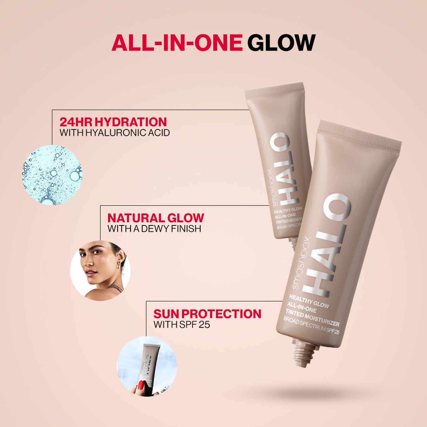 Smashbox Halo Healthy Glow All-In-One Tinted Moisturizer Foundation With SPF 25 Travel Size (Skin Tint) - Light Neutral