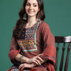 Dhiyona IE Ethnic Motifs Printed Pure Cotton Kurta with Trousers & Dupatta