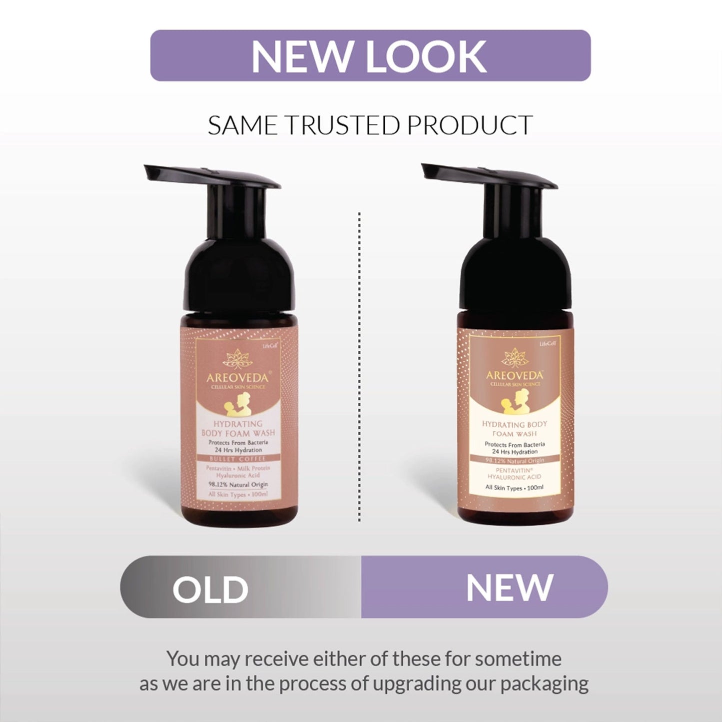 AreoVeda Natural & Gentle Hydrating Body Foam Wash, Refreshing and Suitable for All Skin Types