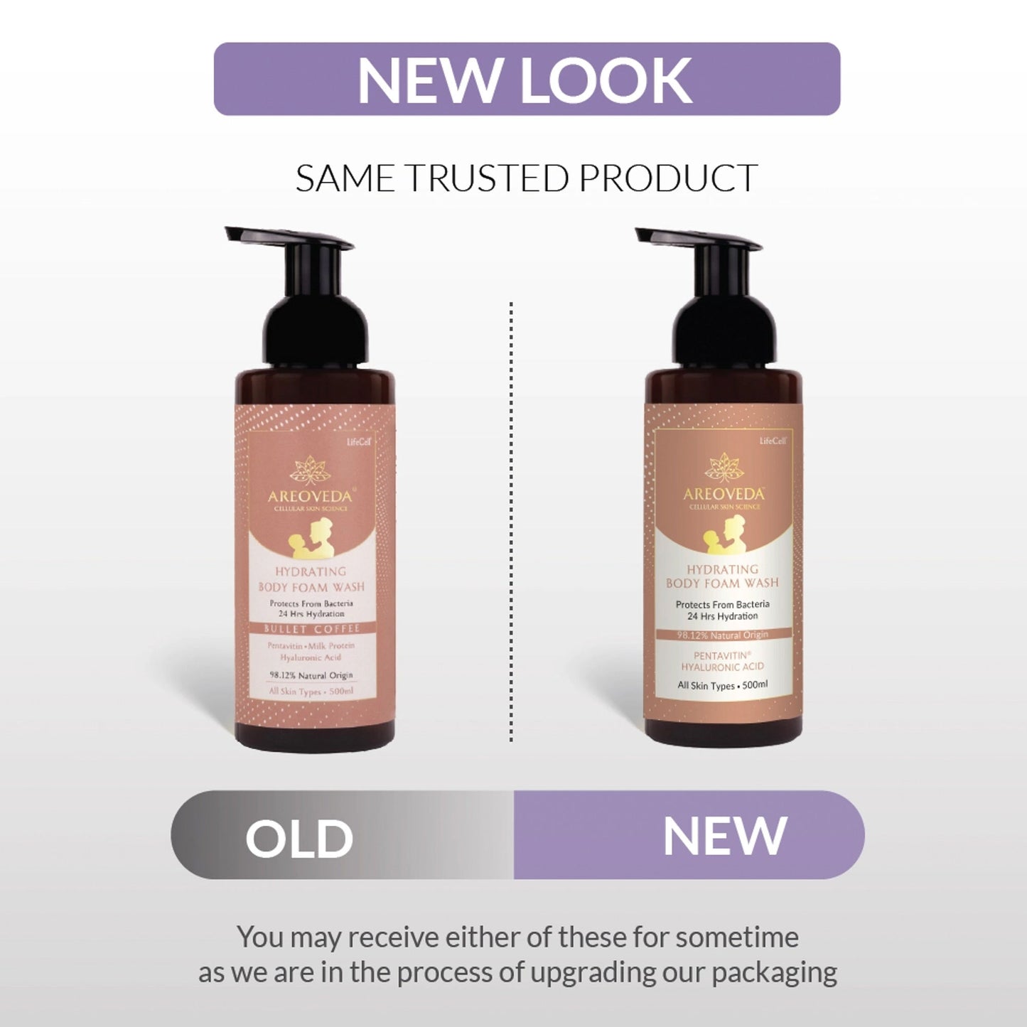 AreoVeda Natural & Gentle Hydrating Body Foam Wash, Refreshing and Suitable for All Skin Types
