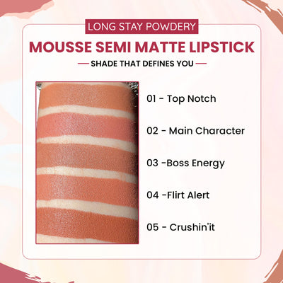 TNW The Natural Wash Long Stay Powdery Mousse Semi Matte Bullet Lipstick - 01 - Top Notch