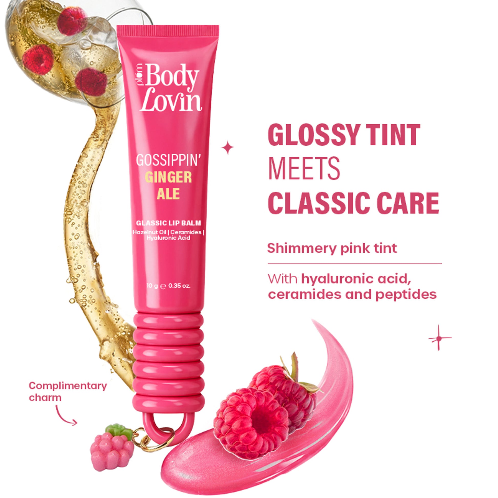 Plum BodyLovin' Gossippin’ Ginger Ale Glassic Lip Balm - Shimmery Pink