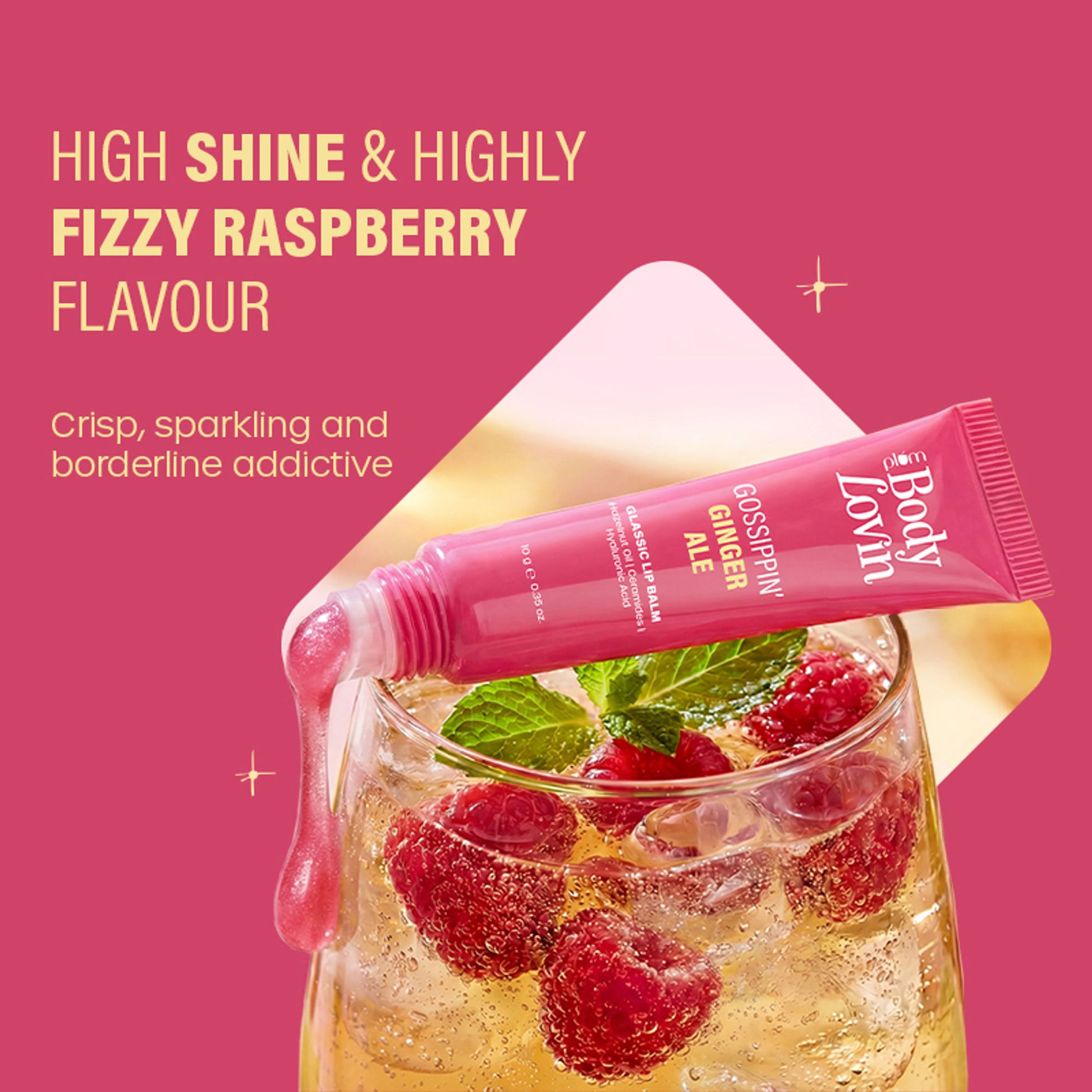 Plum BodyLovin' Gossippin’ Ginger Ale Glassic Lip Balm - Shimmery Pink