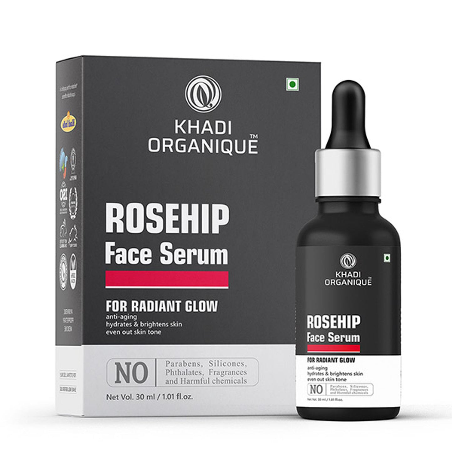 Khadi Organique Rosehip Serum for Radiant Skin, Even Skin Tone, Hydration & Anti-Aging Care
