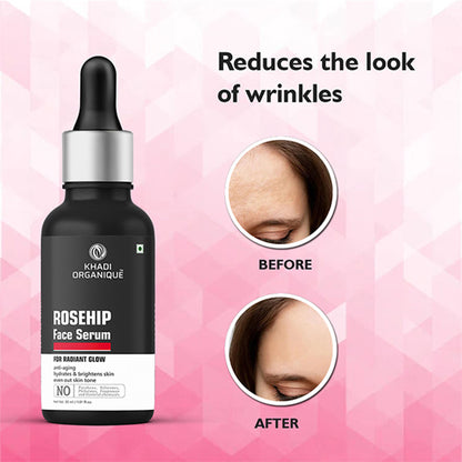 Khadi Organique Rosehip Serum for Radiant Skin, Even Skin Tone, Hydration & Anti-Aging Care