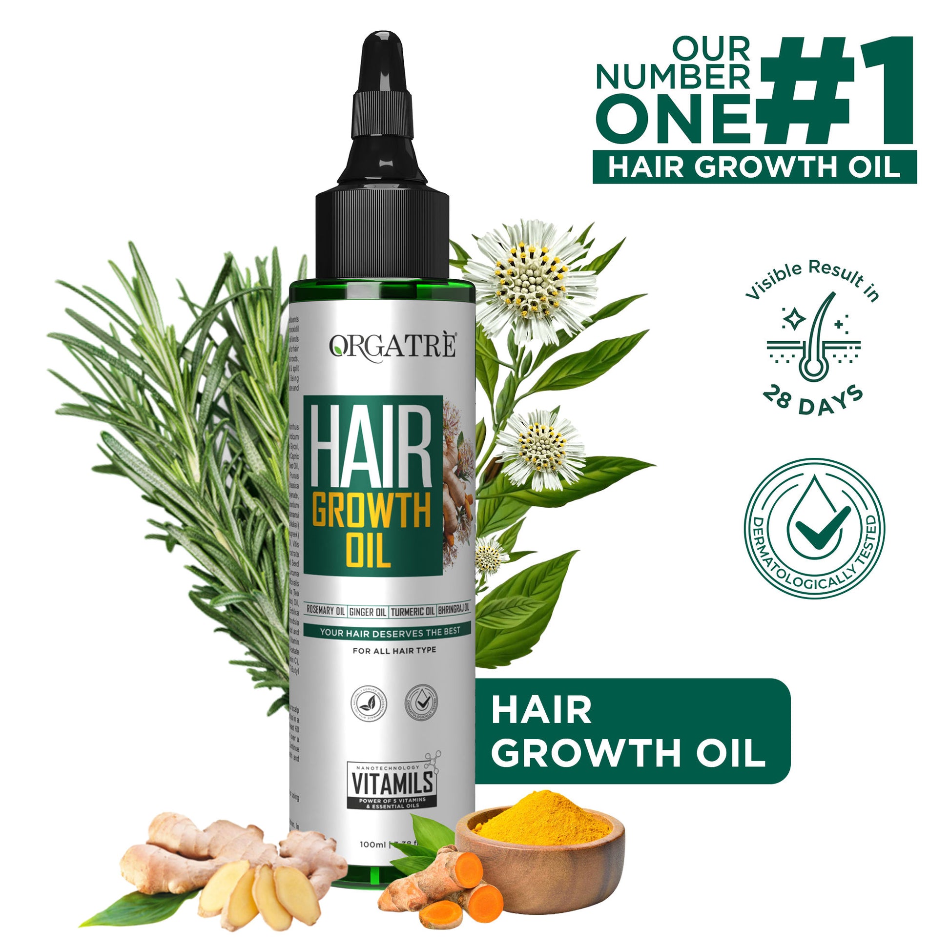 Orgatre Hair Oil With 28 Herbal Oils – Promotes Hair Growth, Reduces Hair Fall & Dandruff