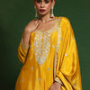 Indyancart VA Floral Embroidered Zari Work Straight Kurta With Palazzos & Dupatta