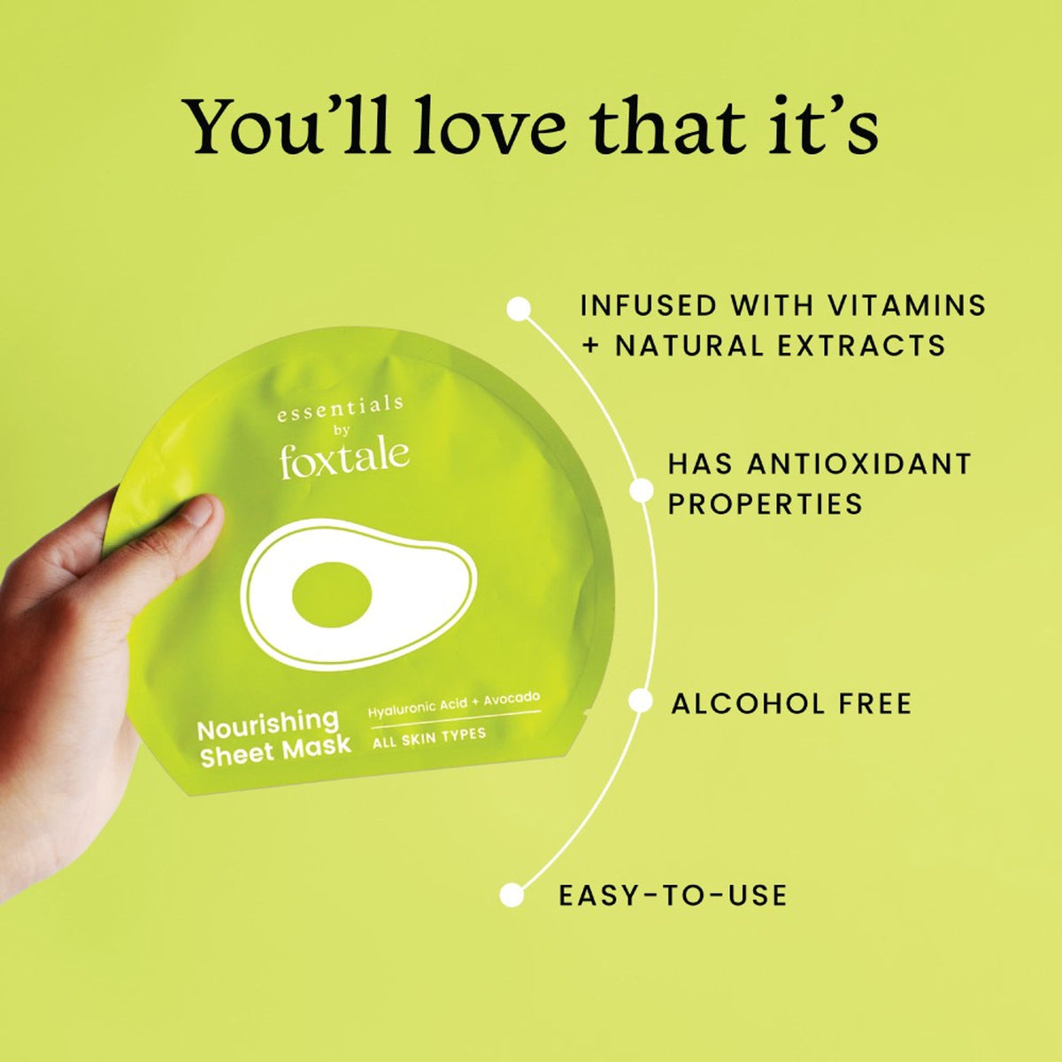 Foxtale Essentials Sheet Masks - Hyaluronic Acid and Avocado