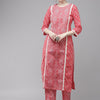 Indyancart IE Women Pink Bandhani Printed Regular Pure Cotton Kurta with Palazzos