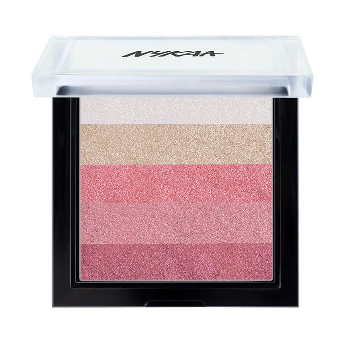 Nykaa Cosmetics Glow Goals Shimmer Brick Highlighter Palette with multiple shimmering shades for radiant skin.