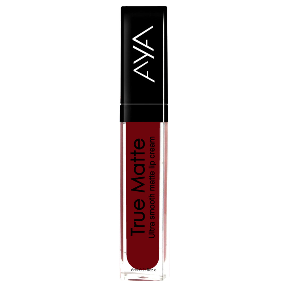 AYA True Matte Liquid Lipstick in shade 04 Red, ultra smooth matte lip cream applied on lips with a vibrant red finish.