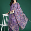 Indyancart IE Floral Printed Beads & Stones Chanderi Silk Kurta With Trousers & Dupatta