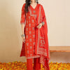 Dhiyona IE Women Ethnic Motifs Printed Regular Thread Work Pure Cotton Kurta with Trousers & With Dupatta
